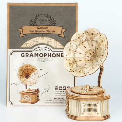 Gramophone 3d en bois
